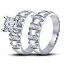 White Platinum Plated 925 Sterling Silver Engagement Ring Set