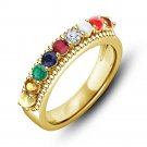 Narendra Modi Style 925 Silver Multicolor Navratna Synthetic Gemstone Ring 5 6 7