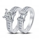 Matching Wedding Engagement Women's Band Ring Set in 925 Sterling Silver