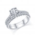 925 Sterling Silver Round Cubic Zirconia 925 Wedding Band Engagement Ring Set 5