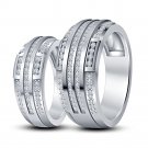 Bridal Wedding Anniversary Men's & Women's Band Ring Set in 925 Sterling Silver