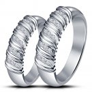 White Platinum Plated 925 Silver Wedding His & Her Ring Band Set