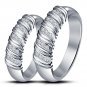 White Platinum Plated 925 Silver Wedding His & Her Ring Band Set