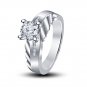 Classy 925 Sterling Silver White CZ Solitaire With Accents Engagement Ring 5 6 7