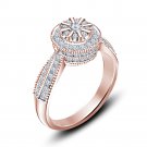 FJ EHS 14k Rose Gold Plated 925 Silver Solitaire W/ Accents Engagement Ring
