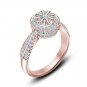 FJ EHS 14k Rose Gold Plated 925 Silver Solitaire W/ Accents Engagement Ring
