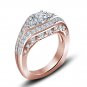FJ EHS 14K Rose Gold Over in 925 Silver White CZ Three Stone Engagement Ring 5