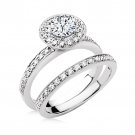 Solitaire With Accents Ring Set in White Platinum Plated 925 Sterling Silver
