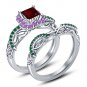 925 Silver Multicolor CZ Disney Princess Inspired Ariel Engagement Ring Set FJ