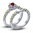 925 Sterling Silver Multicolored CZ Disney Princess Snow White Ring Set FJ