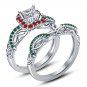 925 Silver Multicolored CZ Disney Princess Ariel Inspire Engagement Ring Set FJ