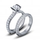White Gold Finish in 925 Sterling Silver Anniversary / Engagement Ring Set 5 6