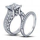 White Gold Finish in 925 Silver White CZ Wedding Engagement Ring Set