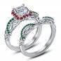 EW EHS 925 Silver Multicolored CZ Disney Princess Ariel Engagement Ring Set