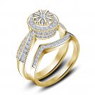 14k Gold Plated 925 Sterling Silver Wonderful Engagement Ring Set For Women's