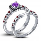 Multicolor 925 Silver White G/P Round Cz Disney Princess Engagement Ring Set