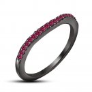 Women's Lady Girl Fashion Jewelry Pink Sapphire 14k Black G/P 925 Band Ring