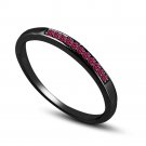 Simple and Very Stylish Black Rhodium Plated 925 Pink Sapphire Wedding Band Ring