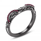 Pink Sapphire Full Black 925 Sterling Silver Engagement Ring Size 5 6 7 8 9 10