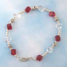 Red and Clear Cube Bracelet Handmade (JE57E)