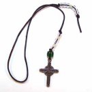 Black Book Thong with Cross Charm Handmade (JE8E)