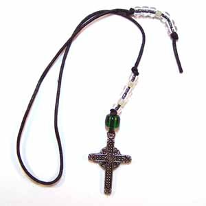 Black Book Thong with Cross Charm Handmade (JE8E)