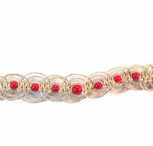 Red Bead Looped Hemp Choker Necklace Handmade (JE249)