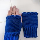 Blue Fingerless Gloves - Handmade Crochet CR345
