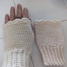 Cream Fingerless Gloves - Handmade Crochet CR347