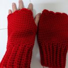 Red Fingerless Gloves - Handmade Crochet CR352