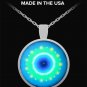 Blue Mandala Necklace - Silver Plated - FREE Shipping!
