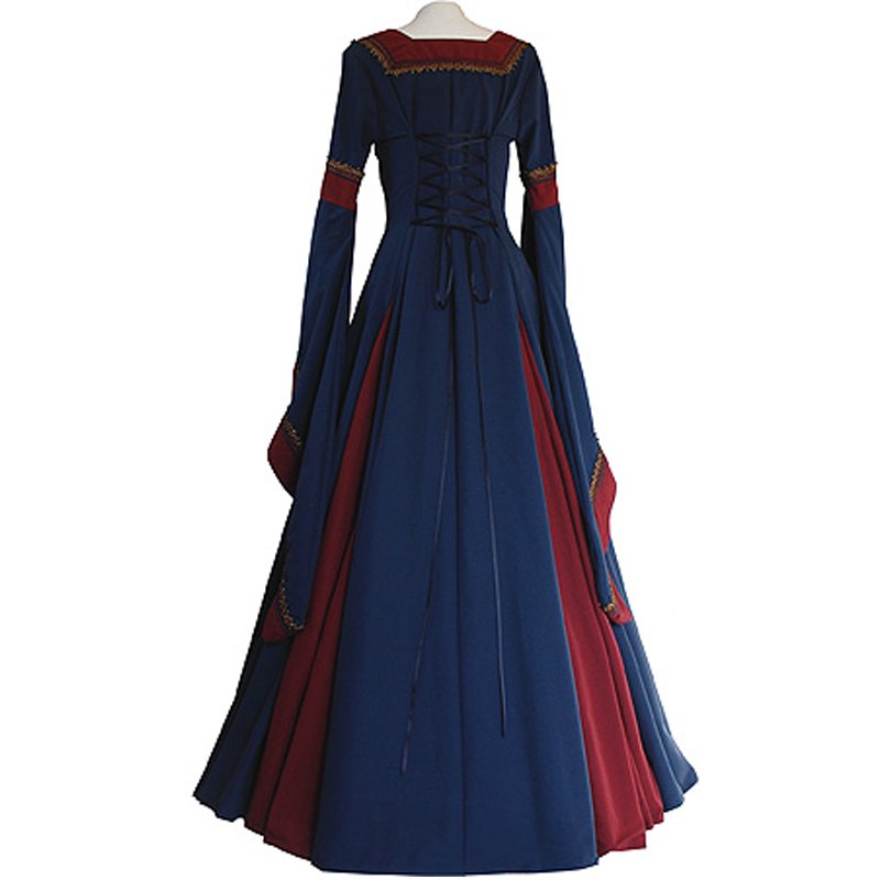 CosplayDiy Women's Guinevere Navy Blue-Bordeaux Victorian Dress Costume