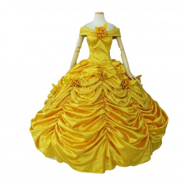 Cosplaydiy Women S Dress Beauty And Beast Princess Belle Dress Movie Cosplay For Carnival Party