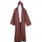 Cosplaydiy Men's Costume Star Wars Cloak Brown Jedi Obi Wan Robe Cape For Halloween Party