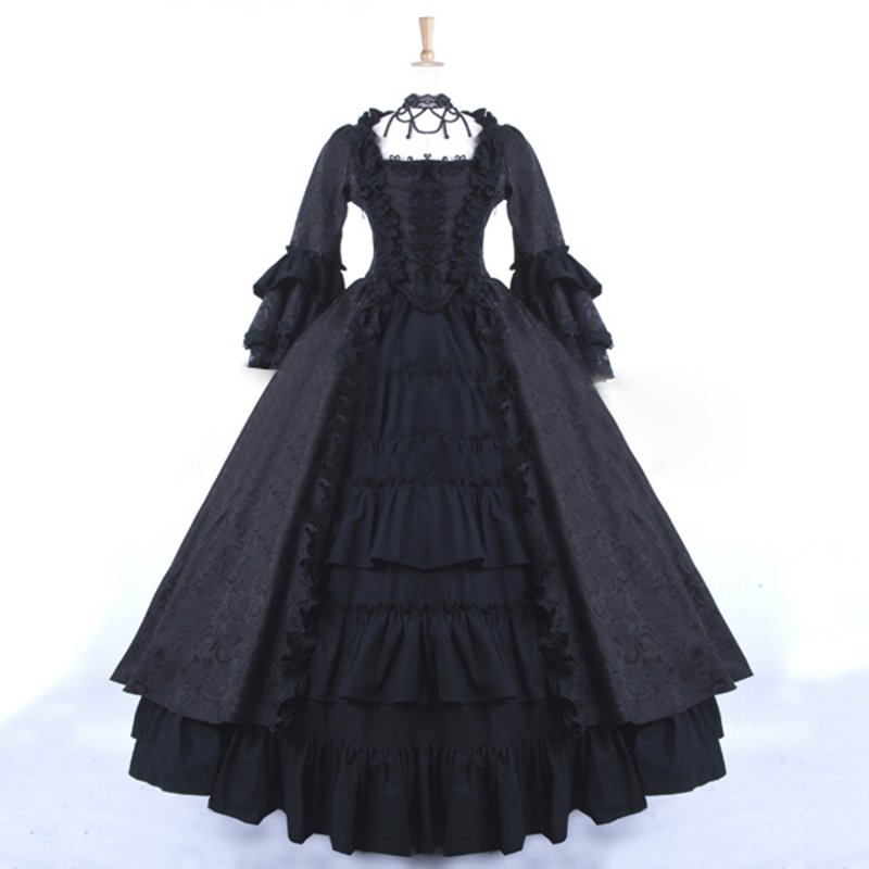 CosplayDiy Women's ROCOCO Punk Gothic Black Victorian Dress Prom Ball ...