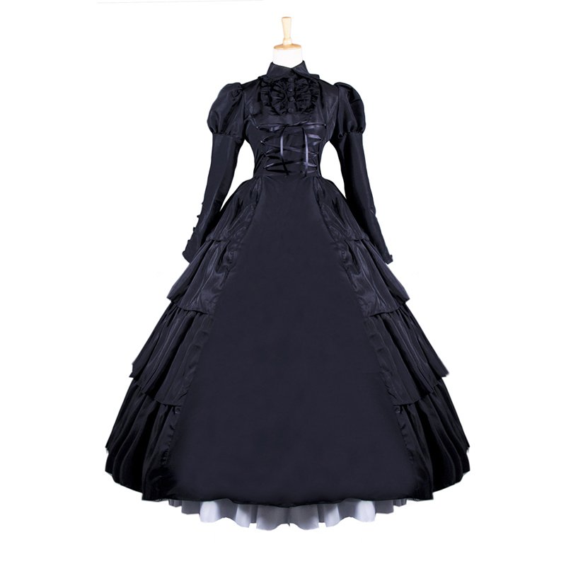 CosplayDiy Women's Black Gothic Renaissance Medieval Evening Ball Dress Cosplay