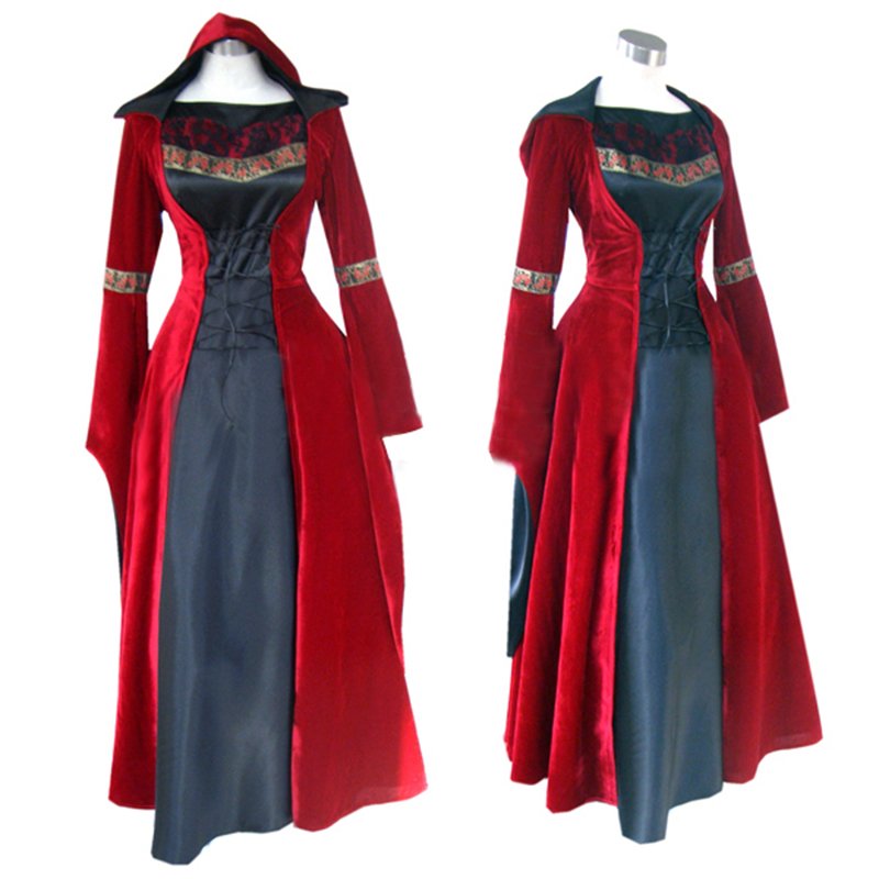 CosplayDiy Women's Red Gothic Renaissance Medieval Victorian Evening Dress Costume Cosplay