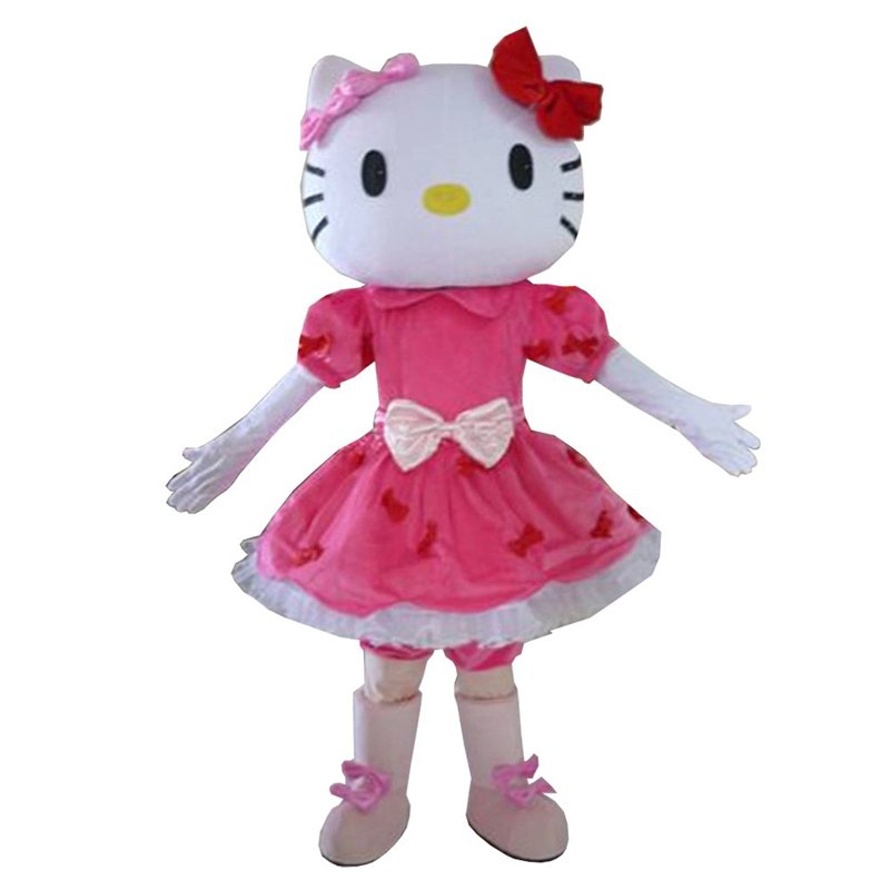 CosplayDiy Unisex Mascot Costume Hello Kitty Character Pink Dress Cosplay For Christmas Party