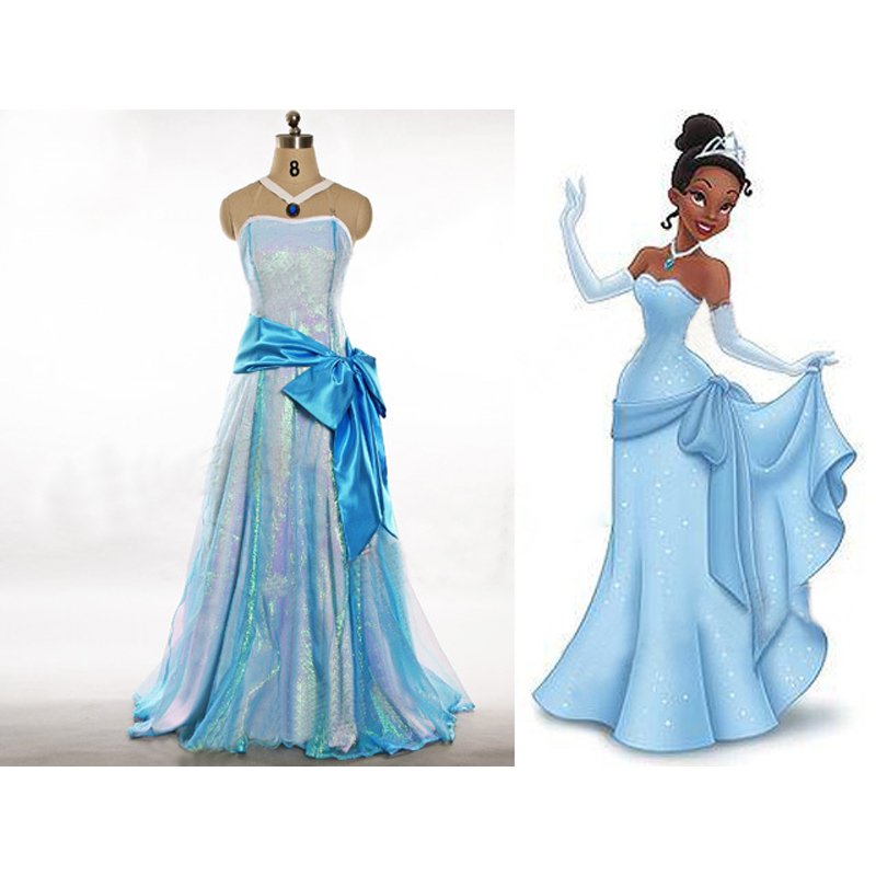 The Princess and The Frog Tiana Princess Blue Dress For Ball Gown Party