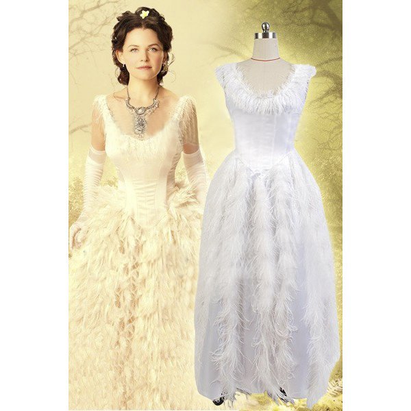 CosplayDiy Women's Costume Once Upon A Time Snow White Princess White Fancy Dress Cosplay