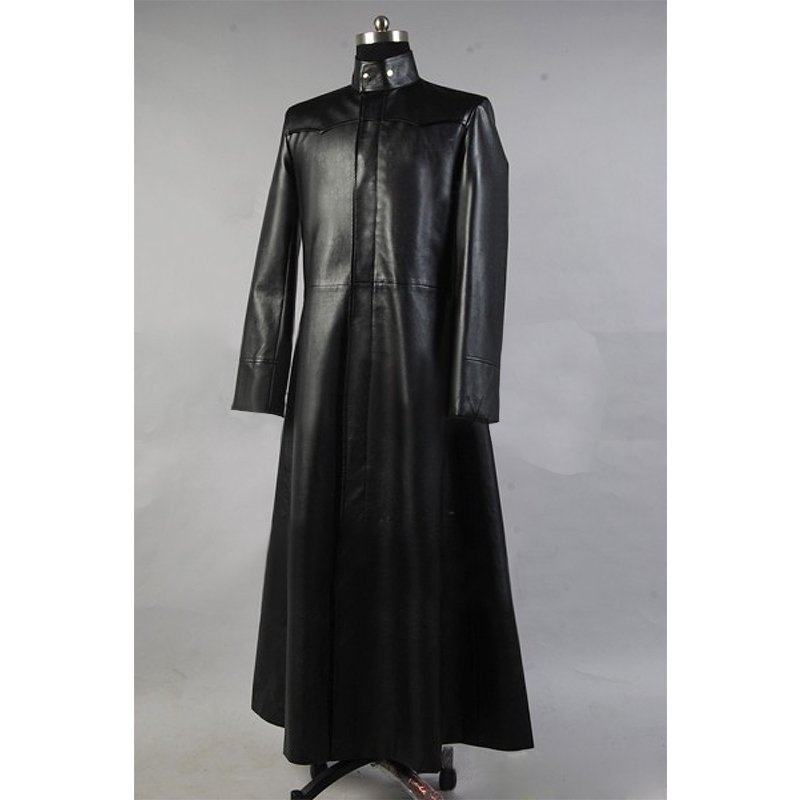 Cosplaydiy Men's Outfit The Matrix Neo Long Black Leather Coat Cosplay ...