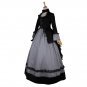 CosplayDiy Women's Black&Grey Victorian Renaissance Medieval Party Dress Halloween Costume