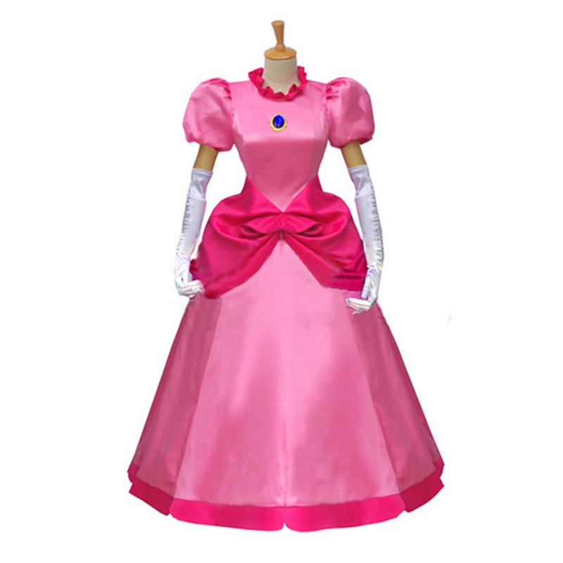CosplayDiy Women's Super Mario Bros Peach Princess Toadstool Peach Dress Cosplay