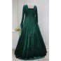 CosplayDiy Women's Gothic Medieval Pagan Forest Green and Eau De Nil Green Taffeta Dress Costume
