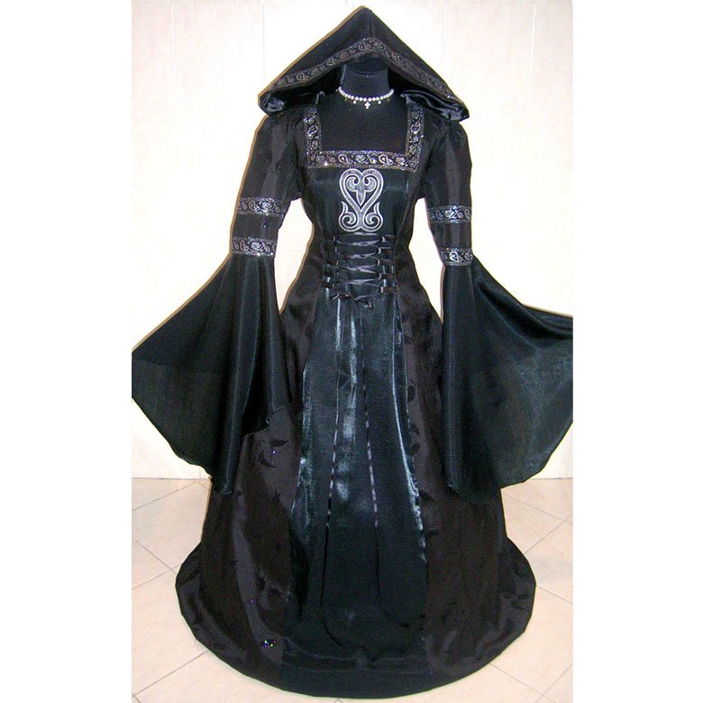 Cosplaydiy Womens Black Medieval Victorian Renaissance Gothic Dress Halloween Cosplay Costume 8822
