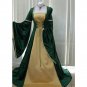 CosplayDiy Women's Renaissance Medieval Green And Gold Brocade Dress Halloween Cosplay