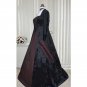 CosplayDiy Women's Medieval Renaissance Gothic Black and Burgundy Dress Halloween Cosplay