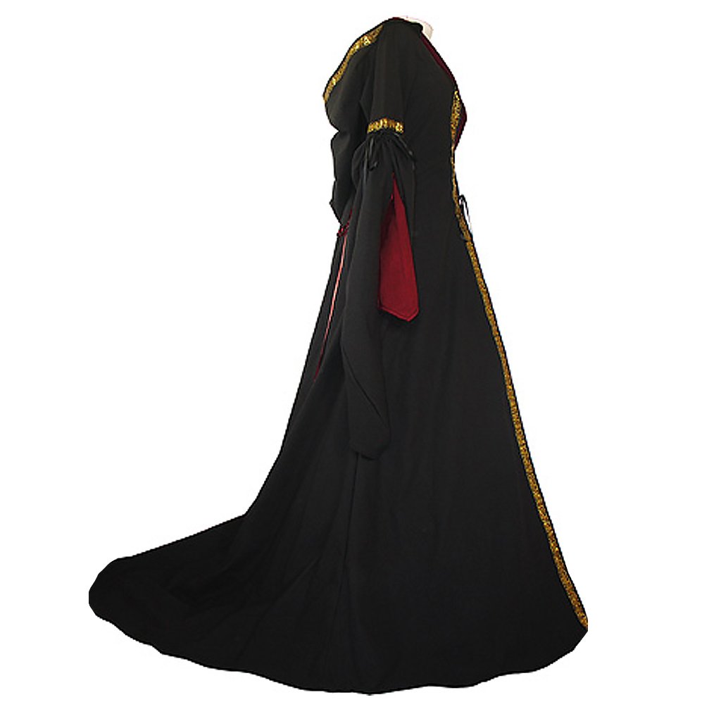 Cosplaydiy Women's Black&Red Medieval Victorian Gothic Dress