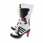White&Black Women's Boots Suicide Squad Harley Quinn Cosplay Shoes For Party