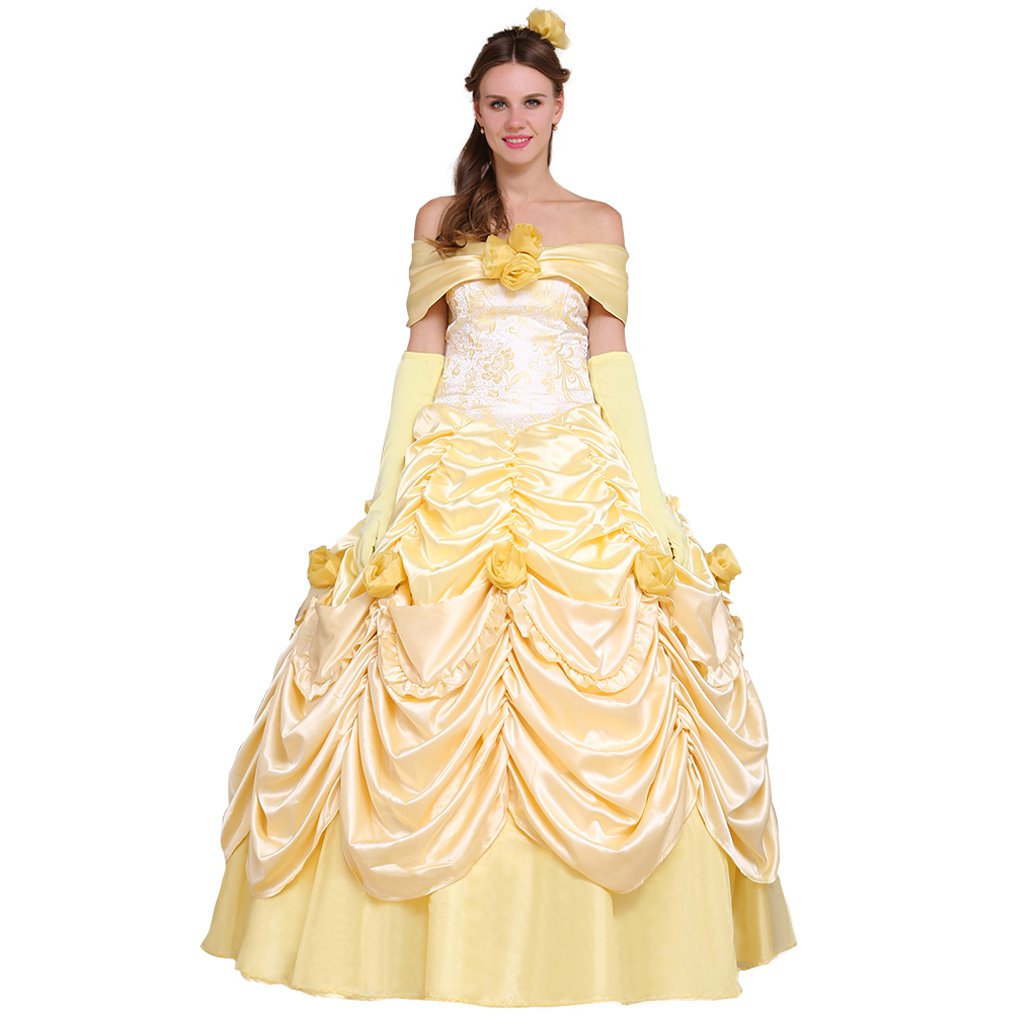 CosplayDiy Women Dress Princess Belle Dress Beauty and Beast Cosplay